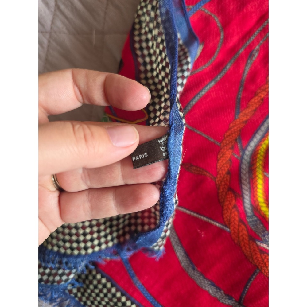 Hermes Red Twill Silk Fouets et Badines Iconic Equestrian Virginie Jamin Scarf - Picture 6 of 14